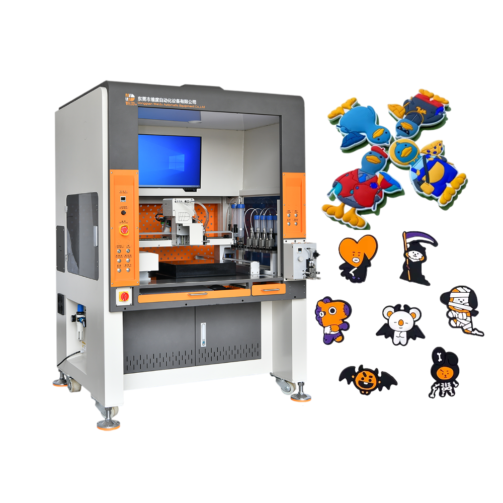 soft pvc rubber patch filling machine for name badge creation